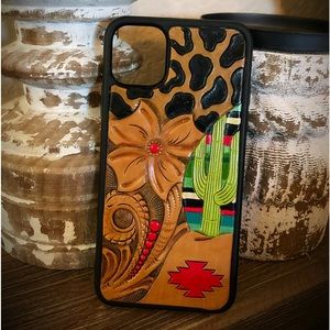 Tooled Leather Cactus IPhone 11 Pro Max phone case